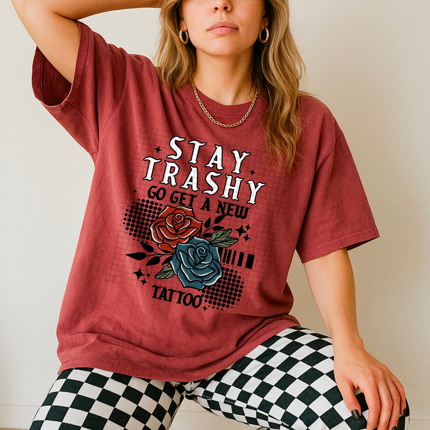 Stay Trashy black accent tee