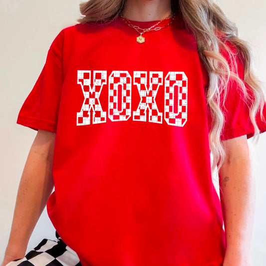 XOXO White Checkered TEE