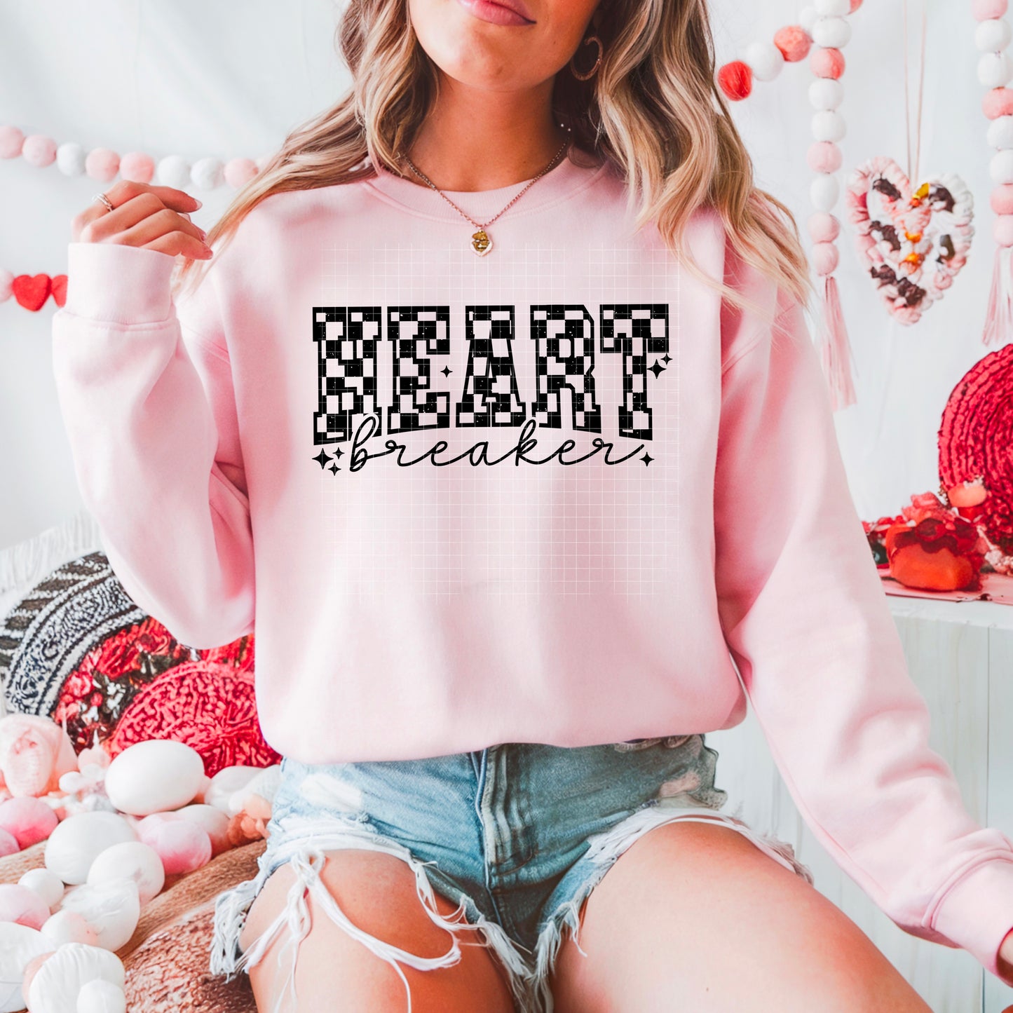 Heart Breaker Black Checkered Sweatshirt Special