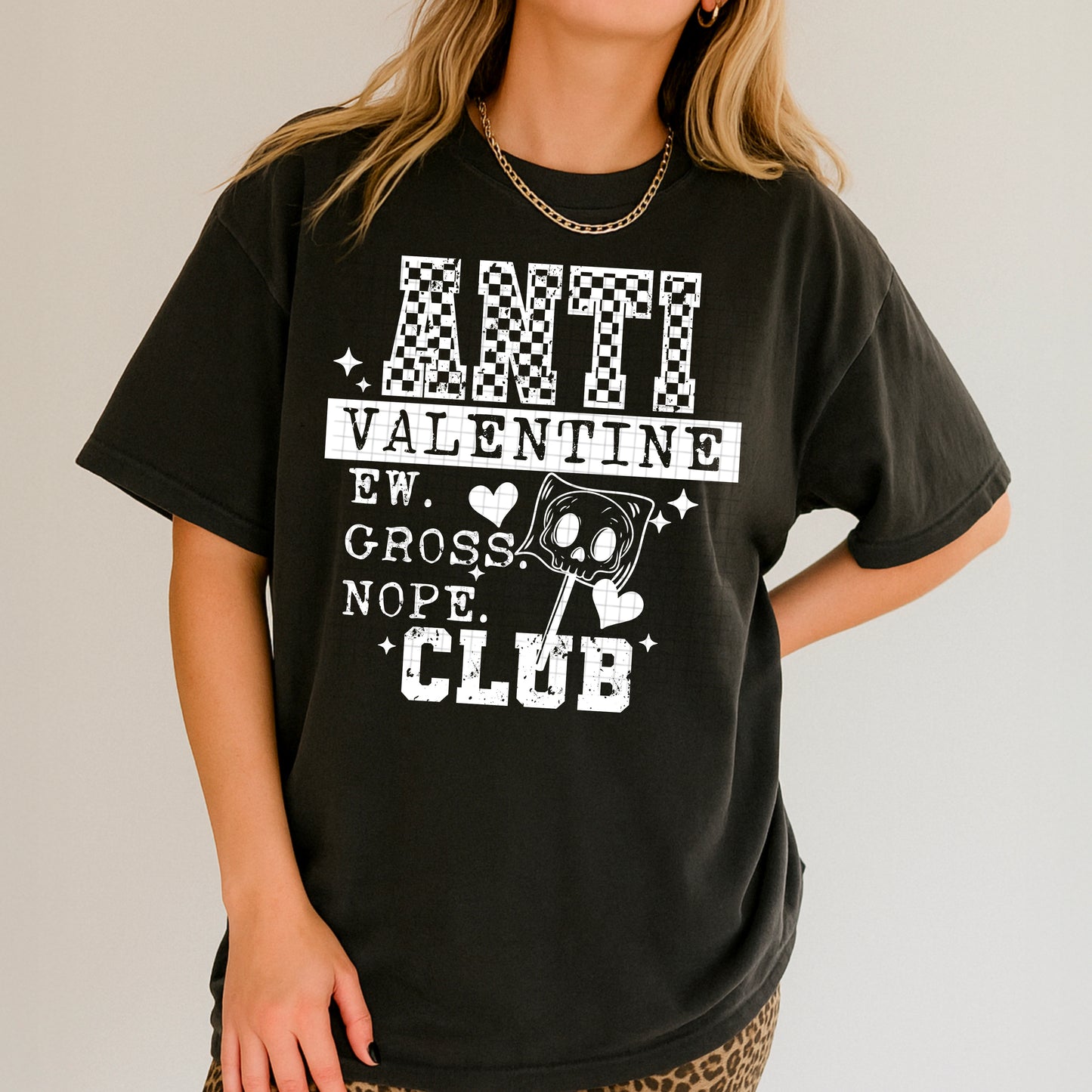 Anti Valentines White Checkered TEE