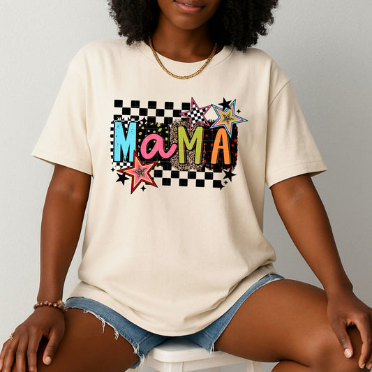 Mama Black Checkered tee