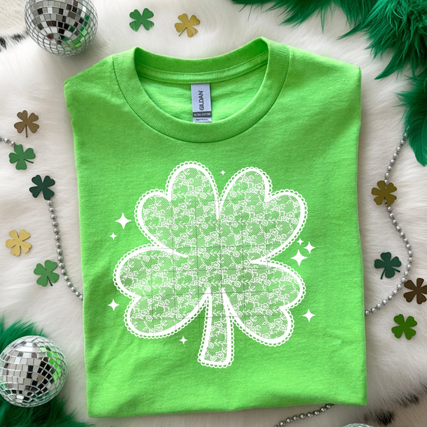 White Lace Shamrock TEE
