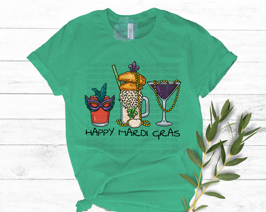 Happy Mardi Gras Drinks Tee